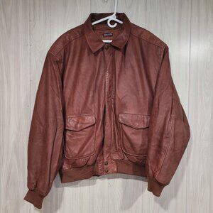 Vtg Wilsons Adventure Brown Leather Bomber Jacket Men’s XXLT 2XLT Tall Thinsulat